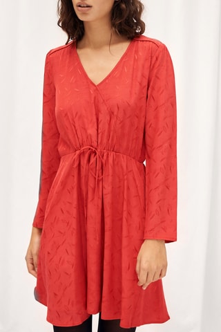 Vestido direito às bolas Vermelho