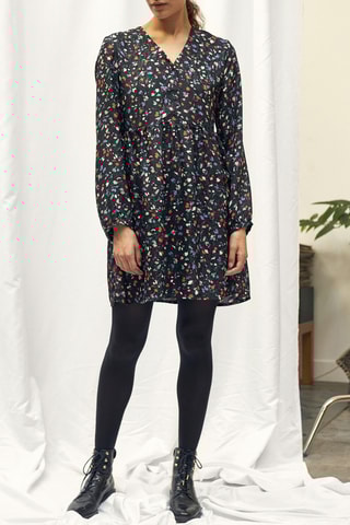 Vestido direito florido Preto