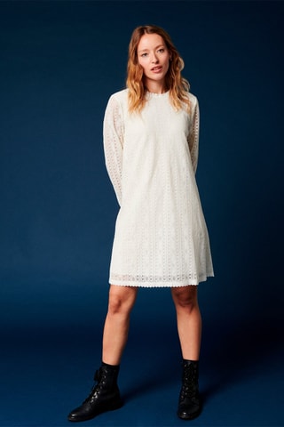 Vestido direito em renda Rymos - Cru