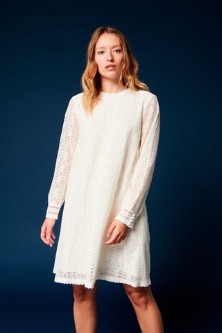 Vestido direito em renda Rymos - Cru