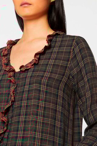 Chemisier à carreaux - Bleu canard