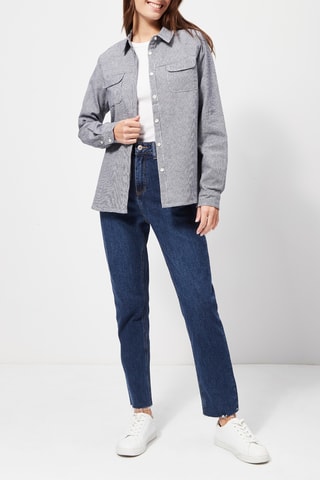 Chemisier à carreaux - Bleu marine et blanc