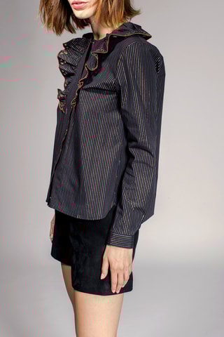 Chemisier volanté Calypse - Noir et marron clair