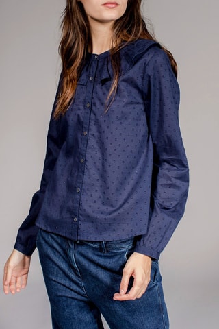 Chemise volantée Colette - Bleu marine