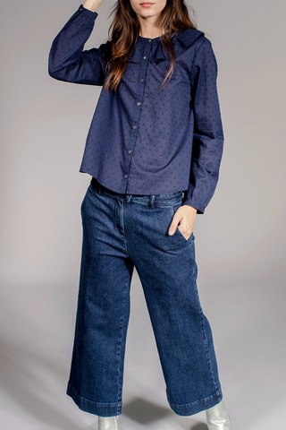 Chemise volantée Colette - Bleu marine