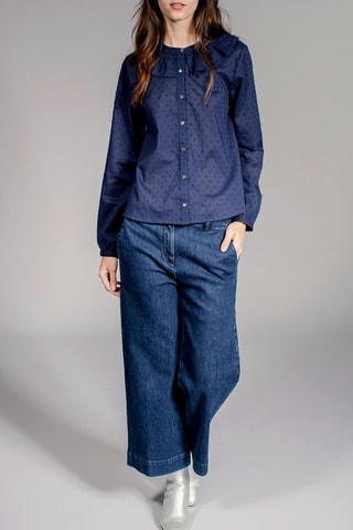 Chemise volantée Colette - Bleu marine