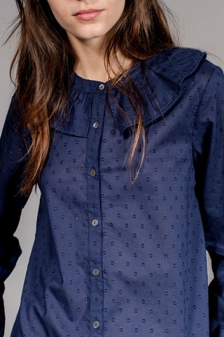 Chemise volantée Colette - Bleu marine
