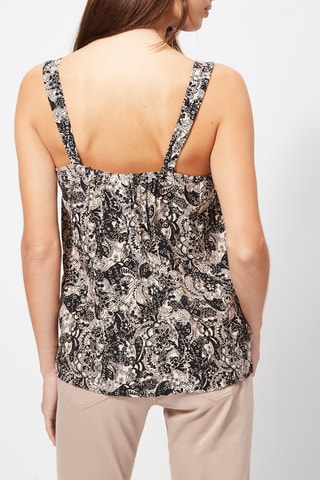 Blusa de alças florida Creme e preto