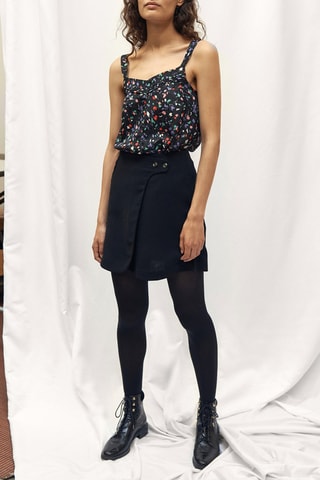 Blusa de alças florida Preto