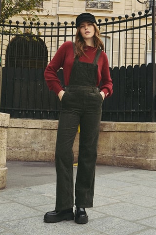 Jardineiras em veludo Yolaine - Caqui