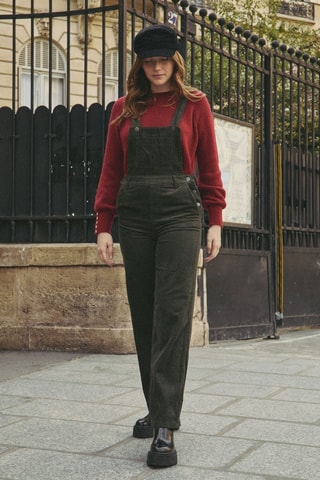 Jardineiras em veludo Yolaine - Caqui