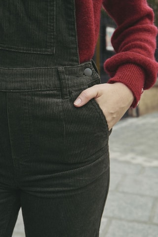 Jardineiras em veludo Yolaine - Caqui