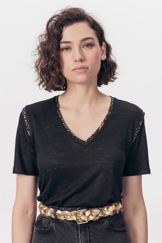 T-shirt em linho Ayan - Preto