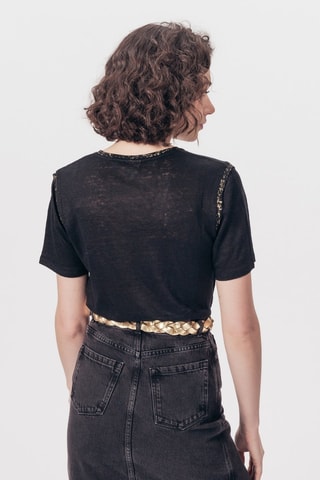 T-shirt em linho Ayan - Preto