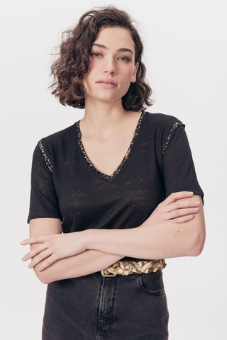 T-shirt em linho Ayan - Preto