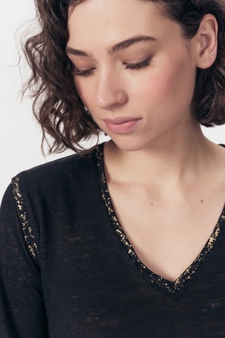 T-shirt em linho Ayan - Preto