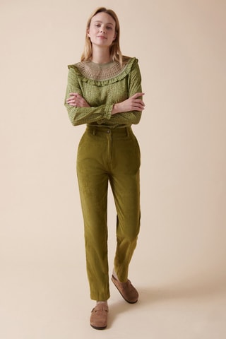 Blusa em bordado inglês Thiel - Verde-azeitona