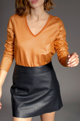 Blouse rayée Astrid - Camel et doré