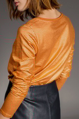 Blouse rayée Astrid - Camel et doré