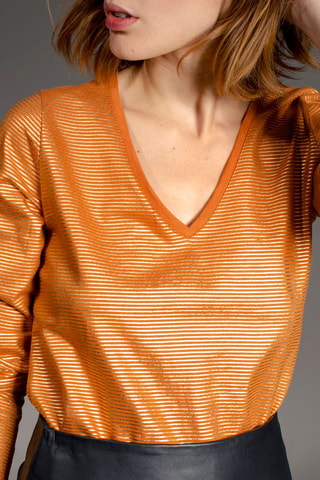 Blouse rayée Astrid - Camel et doré