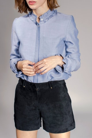 Calções em couro de cabra Ikito Preto