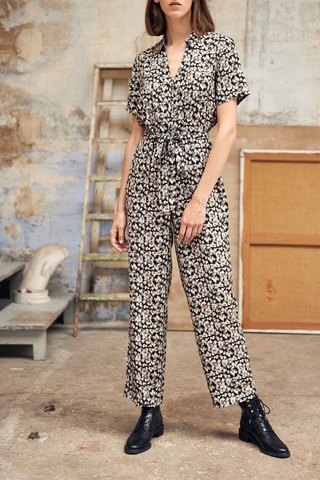 Macacão 7/8 Preto e marfim