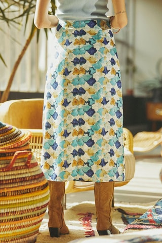 Saia midi cintura alta Judith - Azul