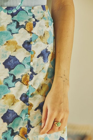 Saia midi cintura alta Judith - Azul