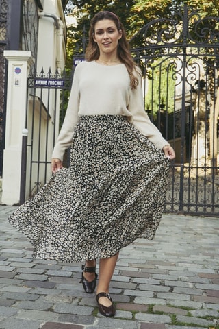 Saia midi Joresse - Preto e branco