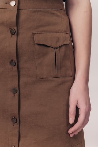 Saia direita de cintura subida Jilin Castanho