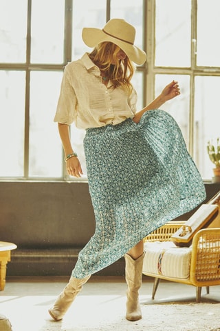 Saia plissada Jessie - Azul