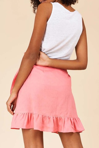 Saia carteira em linho Rosa