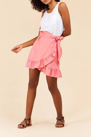 Saia carteira em linho Rosa