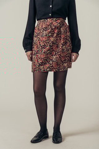 Saia direita cintura alta Jeffords Preto e rosa