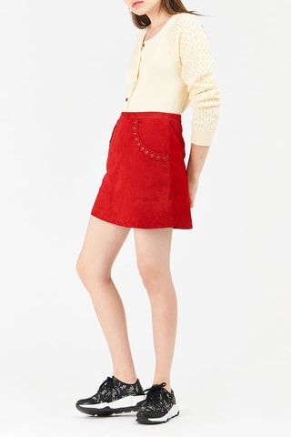 Minissaia em couro de cabra Vermelho