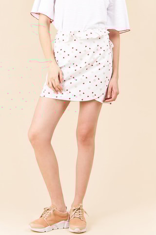 Saia estilo envelope Branco e vermelho