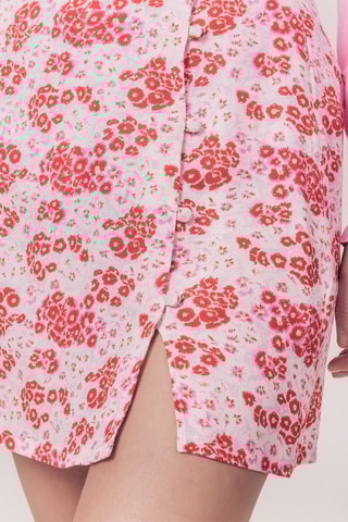 Minissaia de algodão biológico cintura subida Jess - Fúcsia