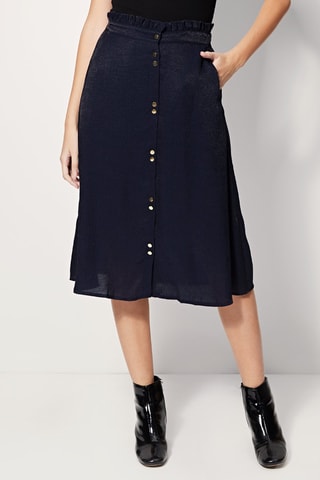 Saia estilo midi cintura alta Jacoba Azul-marinho