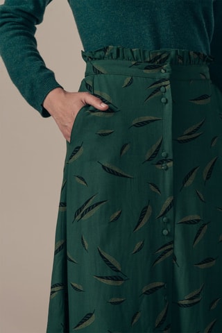 Saia estilo midi cintura alta Jacarta Verde-escuro