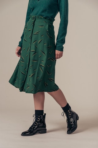 Saia estilo midi cintura alta Jacarta Verde-escuro