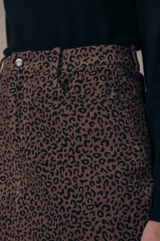 Saia direita em veludo cintura alta Jelvet - Castanho-claro