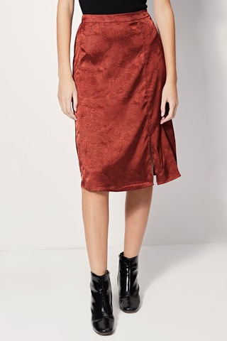 Saia estilo midi cintura alta Jinette Bordô