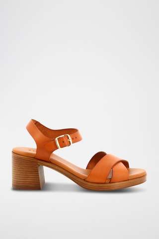 Leren Sandalen met Hak Kelia - Camel