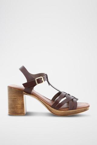 Leren Sandalen met Hak Ambre - Bruin