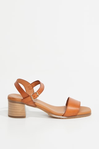 Leren Sandalen met Hak Rya - Camel