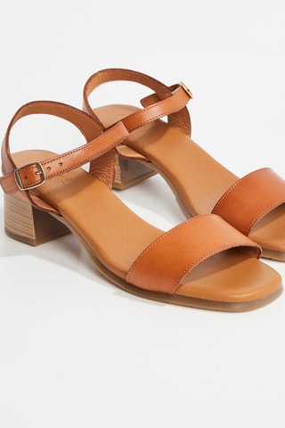 Leren Sandalen met Hak Rya - Camel