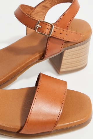 Leren Sandalen met Hak Rya - Camel