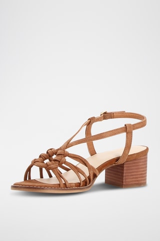 Leren Sandalen met Hak Edna - Camel