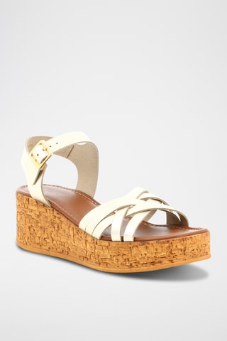 Leren Sandalen met Sleehak Elisa - Goudkleurig