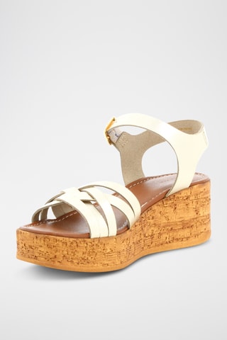 Leren Sandalen met Sleehak Elisa - Goudkleurig